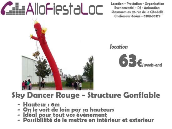 Location - sky dancer rouge : structure gonflable