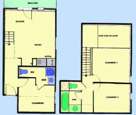 Location 4 pièces duplex, 10 personnes et 3 chambres - areches