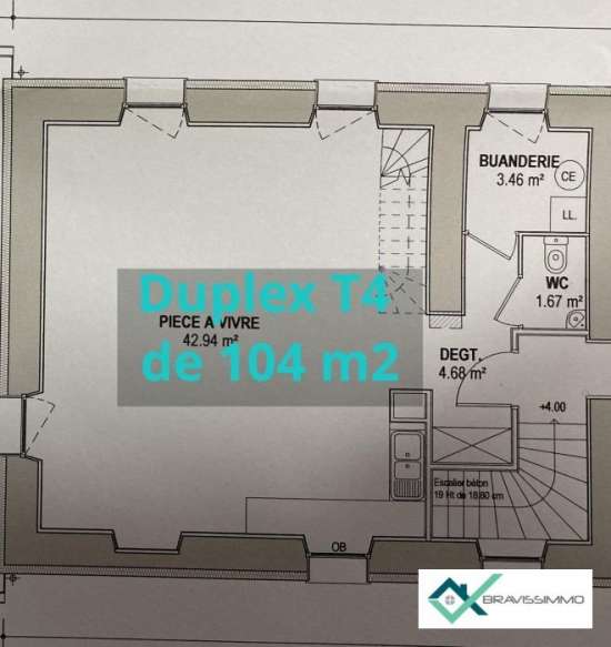 Location duplex t4 de 104 m2 - bonvillaret