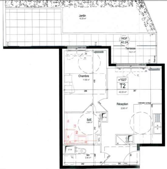 Location ✅ f2 (42 m²) – neuf avec terrasse/jardin (34m²)